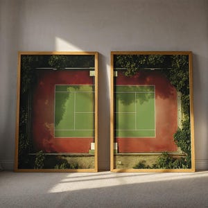 Vintage Tennis Wall Art, Set of 2 Tennis Court Prints,Retro Tennis Art, Gift for Tennis Player,College Apartment Decor, Sports Bedroom Decor