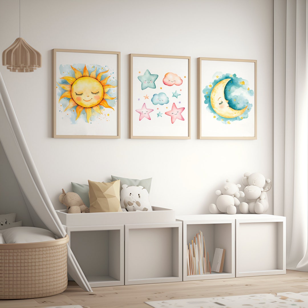 Vintage Sun Nursery Wall Art moon Print Sun Printable Nursery Decor ...