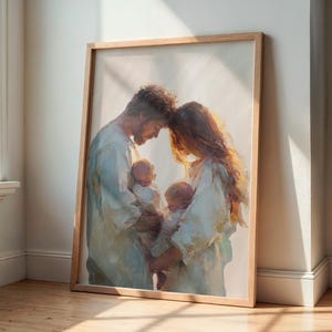 Angel Baby Twins Held by Mother and Father Digital Art, Miscarriage Print Gift, pregnancy & infant loss, Miscarriage Art, Childloss Art