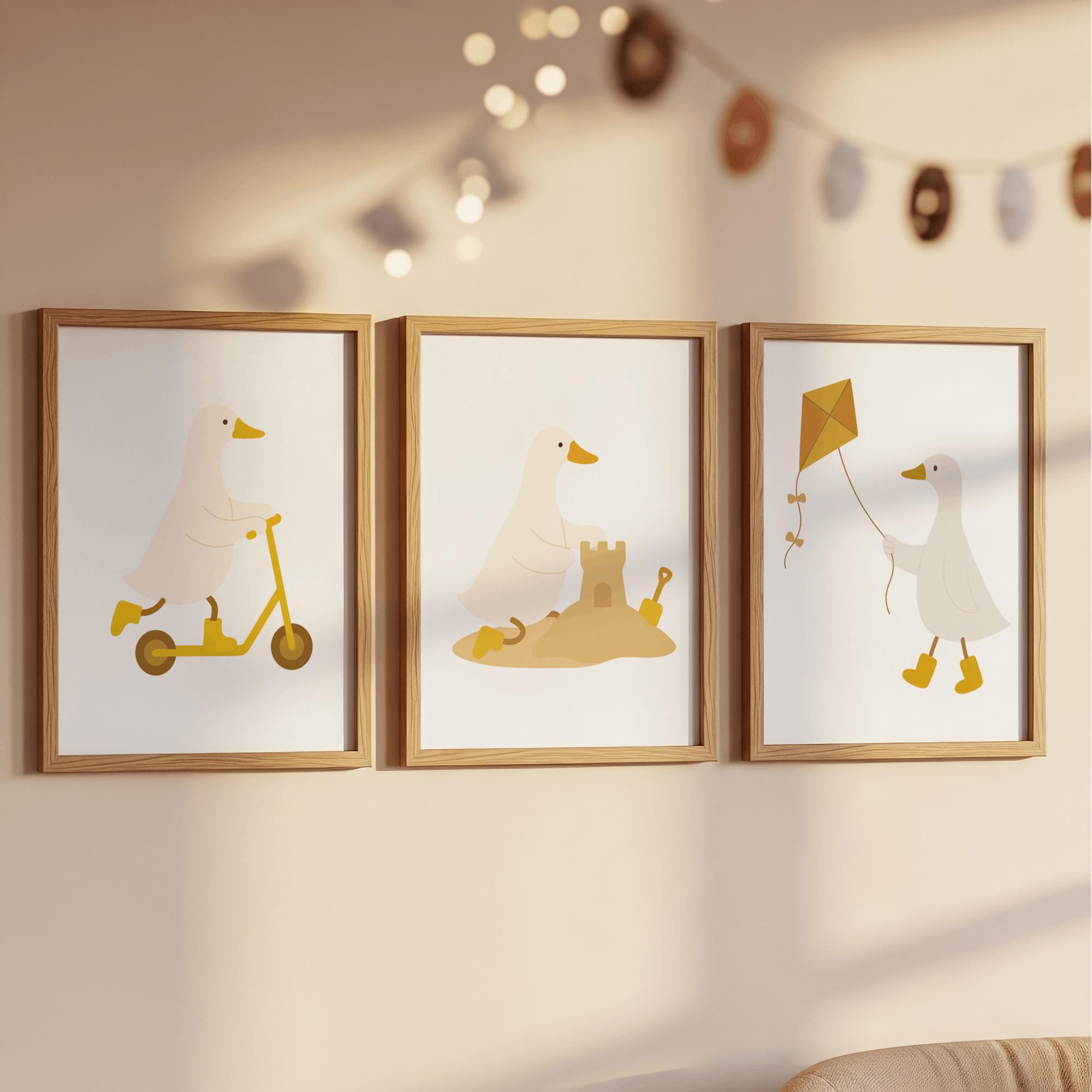 Vintage Silly Goose Nursery Wall Art, Eclectic Nursery Wall Art Set of ...