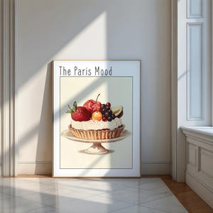 Vintage Fruit Tart Print, Joie de Vivre Kitchen Wall Art, French Pastry Poster – Cottagecore Dessert Decor for Bakery or Dining Room