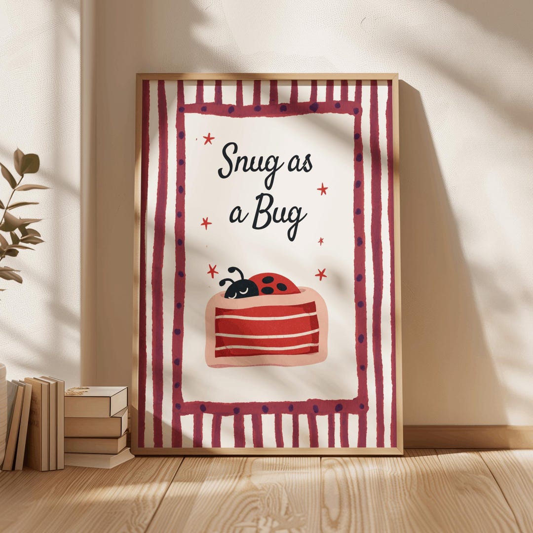 Snug as A Bug Art Print Poster, Ladybird Drawing Nursery Wall Art ...