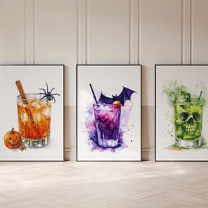 Halloween Decor, Spooky Bar Cart Print, Halloween Cocktail Printable Bundle, Halloween Kitchen Art,Halloween Bar Cart Print,Halloween Drinks