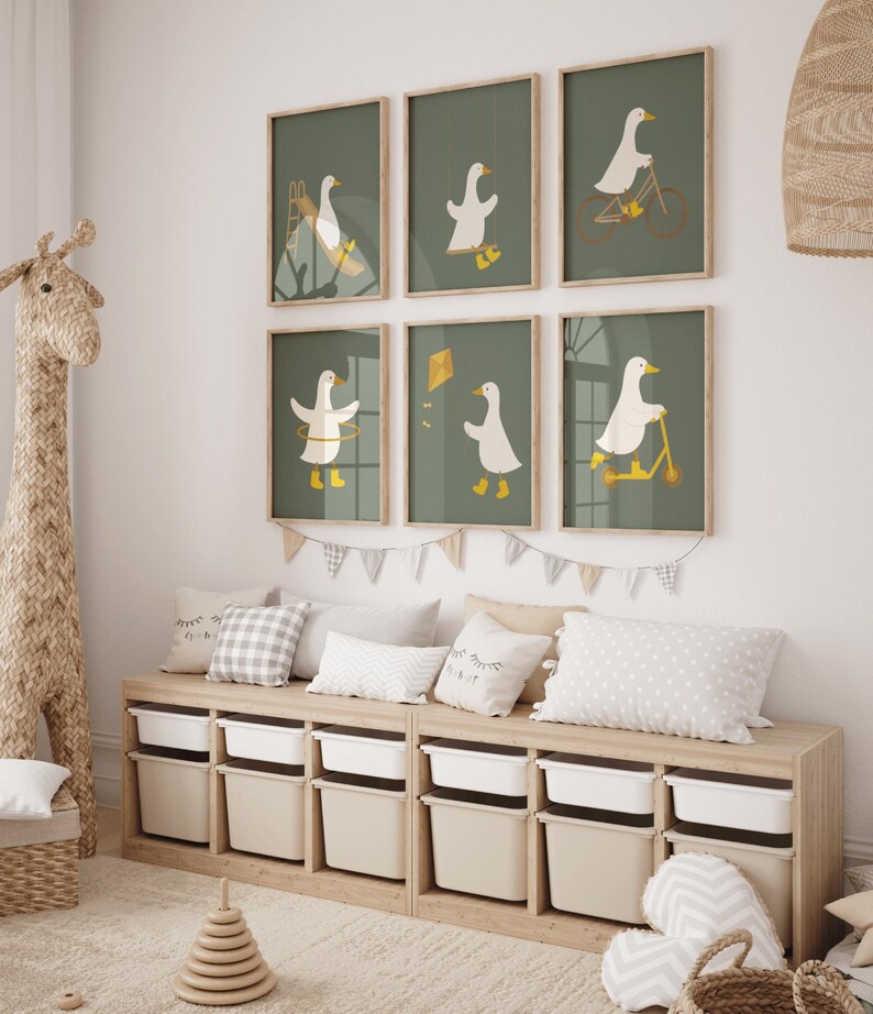 Printable Goose Nursery Wall Art Set of 7,cute Farmhouse Goose Decor ...