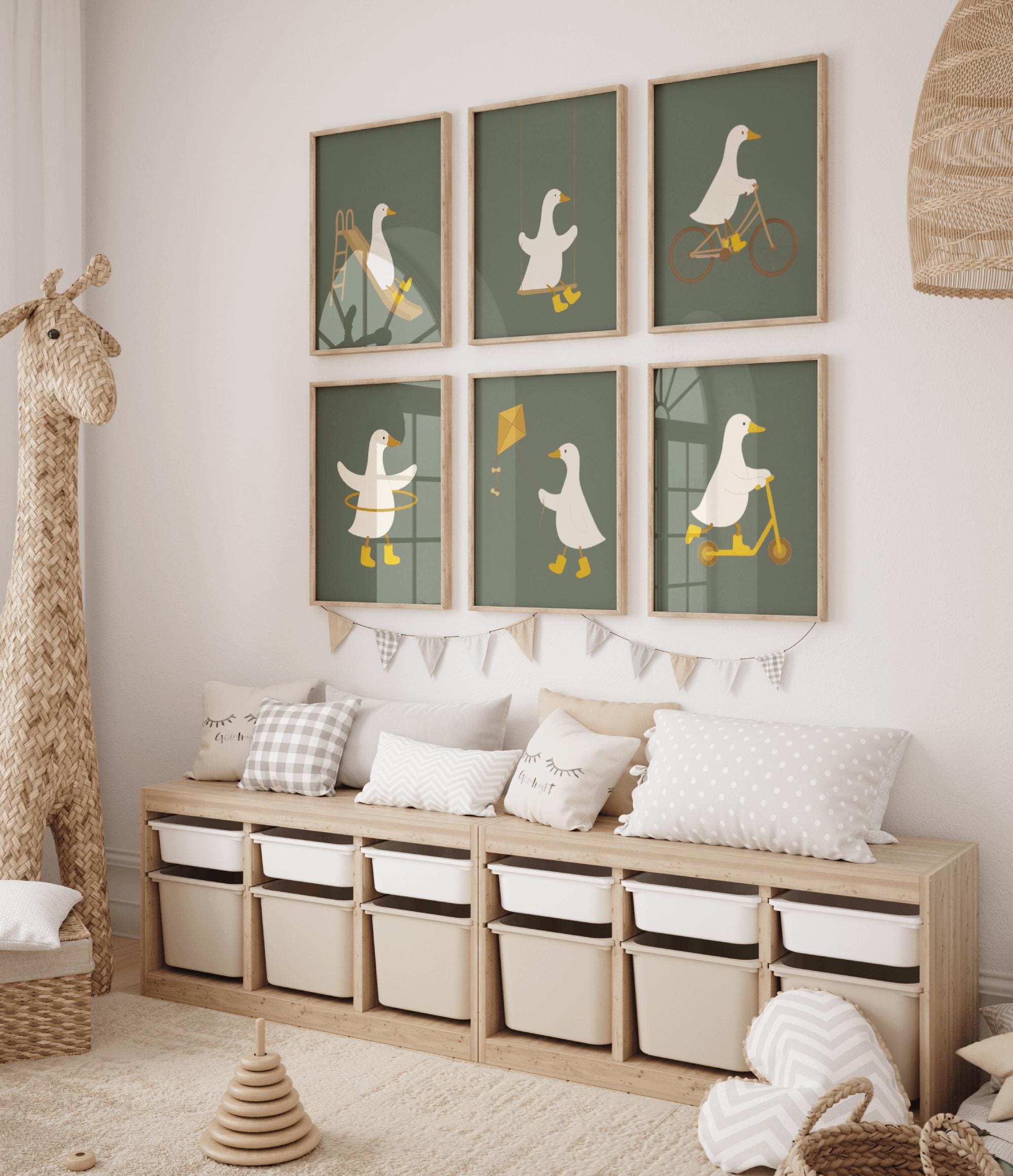 Printable Goose Nursery Wall Art Set of 7,cute Farmhouse Goose Decor ...