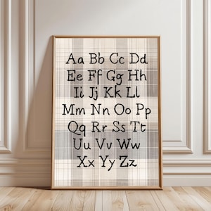 Vintage ABC Poster Print, Alphabet Poster Print, Vintage Nursery Letter Artwork, Homeschool Classroom Decor, Back to School,Digital Download