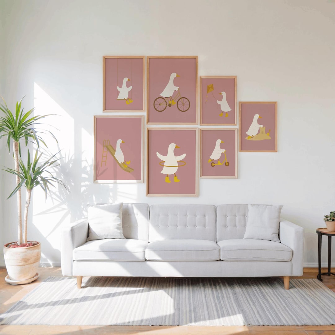 Vintage Silly Goose Nursery Wall Art, Eclectic Nursery Wall Art Set of ...