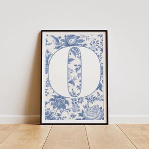 Nome personalizado floral berçário impressão carta personalizada chinoiserie monograma decoração dormitório menina adolescente inicial pôster presente para seu bebê recém-nascido placa