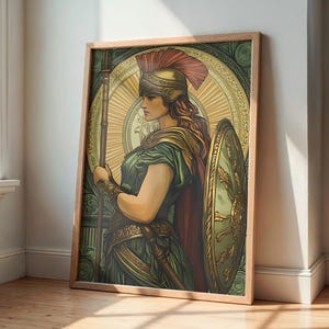 Greek Goddess of Wisdom Athena, Minerva Digital Print, Divine Feminine, Art Nouveau Print, Home Decor, Greek Mythology, Feminine Energy