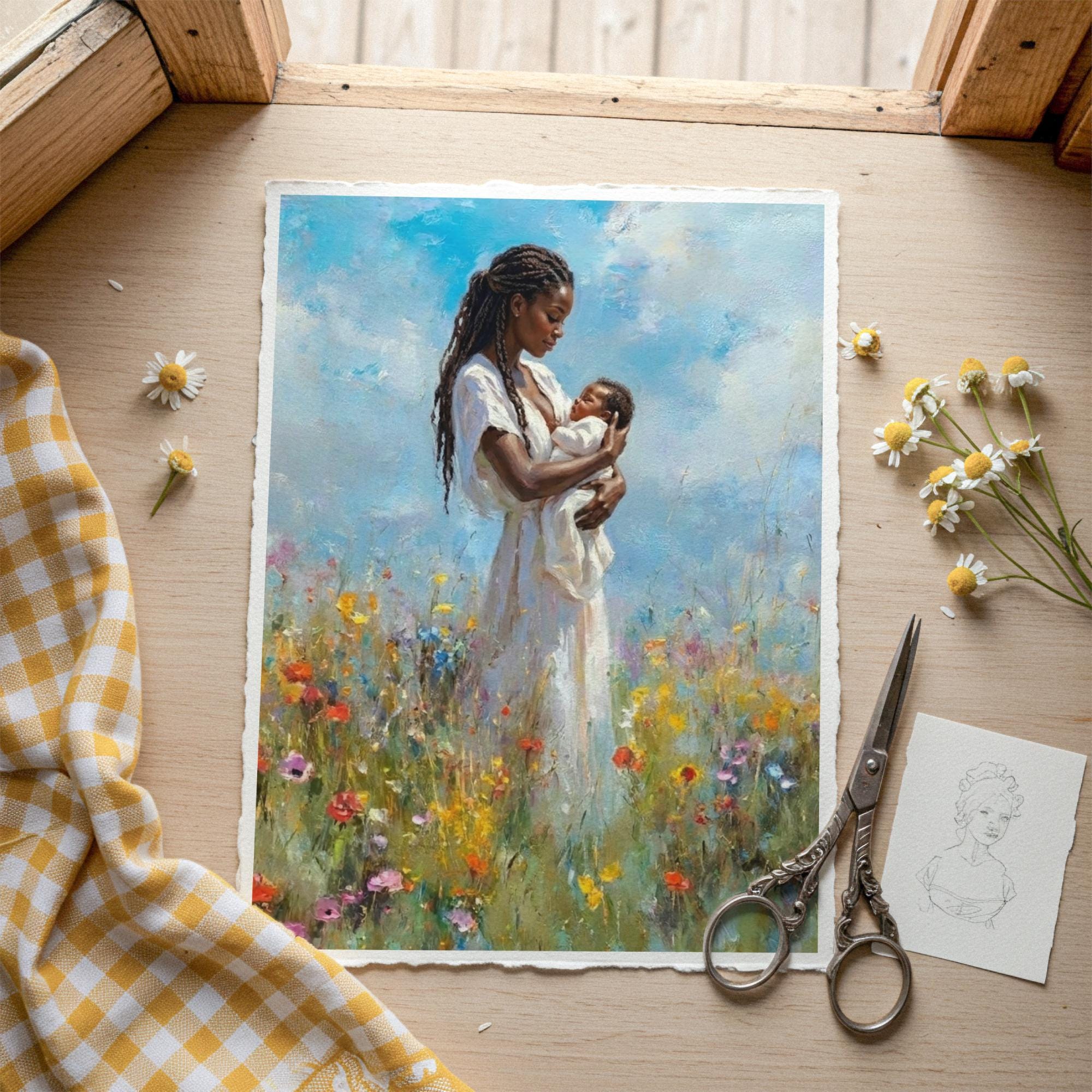 Black Mother and Baby Wall Art Printable, African American Motherhood ...
