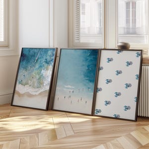 Set of 3 Minimalist Swimming Prints | Beachy Wall Art | Beach Gallery Wall Art Set | Swimming Pool Art | Beach House Art | Digital Download