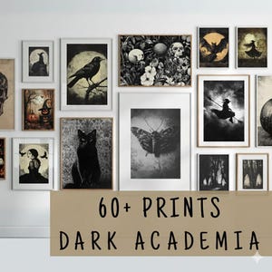 Láminas de estilo Dark Academia, Láminas vintage de estilo gótico para pared de galería, Conjunto de láminas victorianas de estilo melancólico para pared de galería, Mega paquete de láminas oscuras