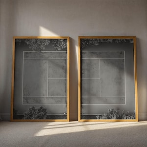 Vintage Tennis Wall Art, Set of 2 Tennis Court Prints,Retro Tennis Art,Gift for Tennis Player,College Apartment Decor, Sports Bedroom Decor