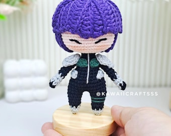 Lila Haar-Vice Captain inspiriert Amigurumi häkeln Puppe