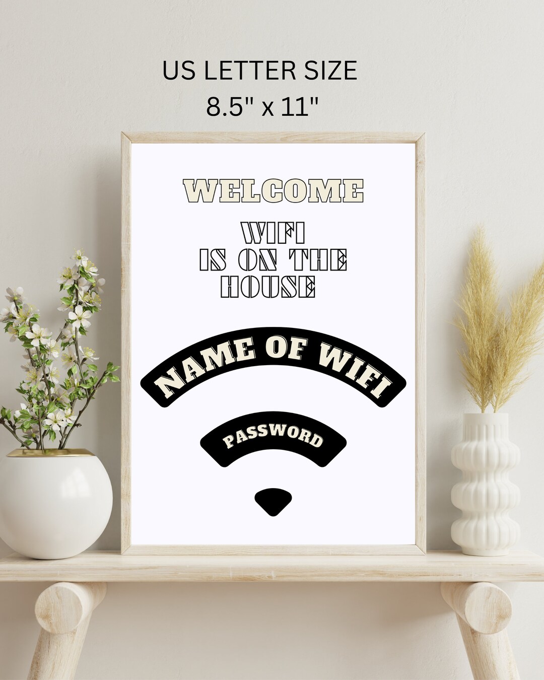 Editable WIFI Code Wall Art for Airbnb and Rental Suites, Canva