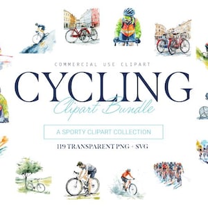 Radfahren Clipart Bundle, 119 Designs, SVG und PNG, Sport und Adventure Art, kommerzielle Nutzung
