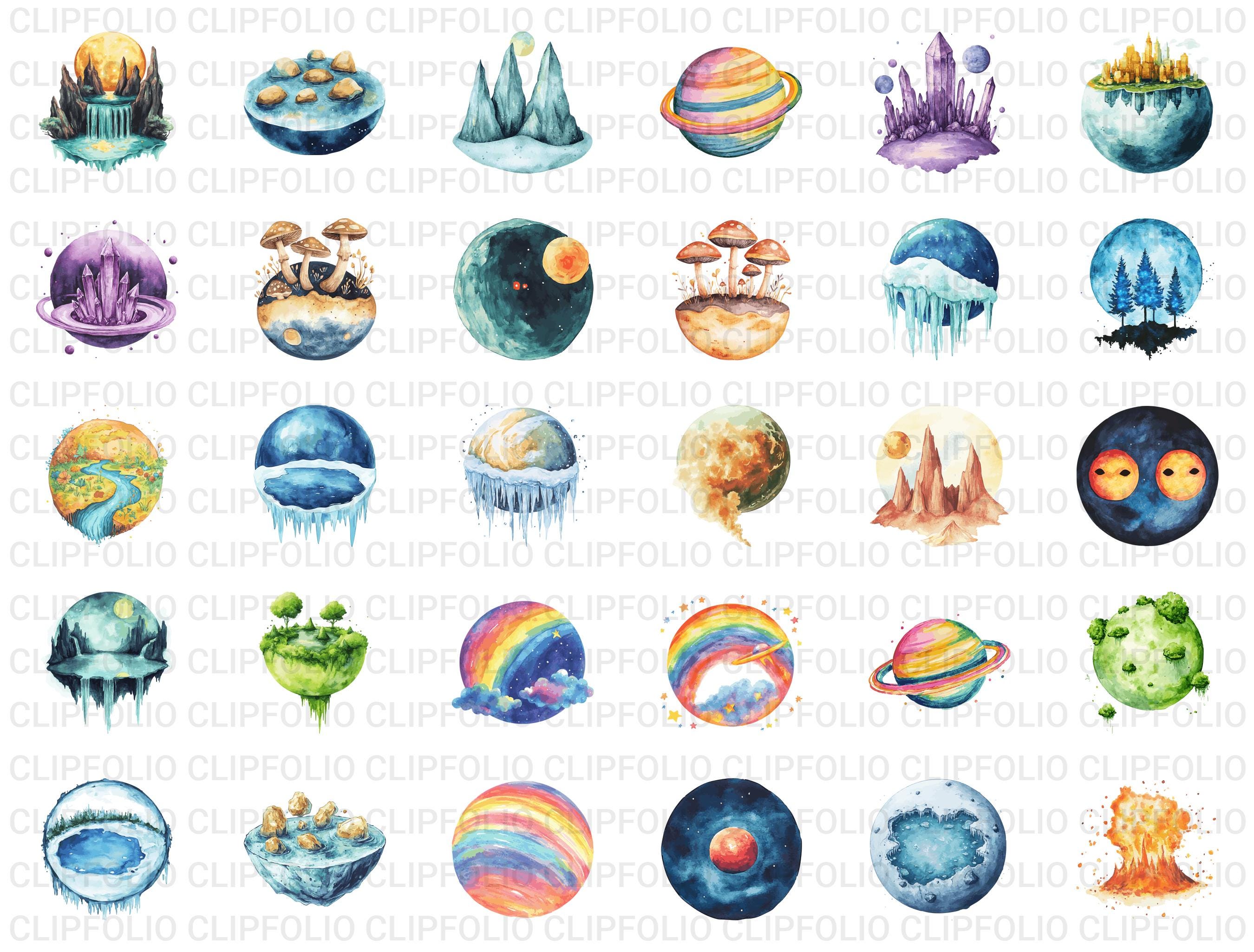 Alien Planet Clipart Bundle – 80 Designs, SVG & PNG, Sci-fi and ...