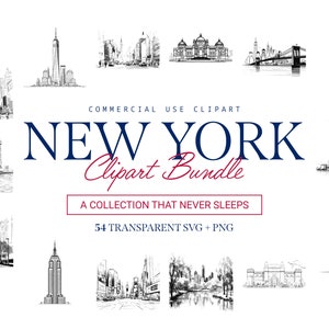 Pacote de clipart de Nova York - 54 designs | SVG e PNG | Alta resolução | Urbano e Icônico | Para uso comercial