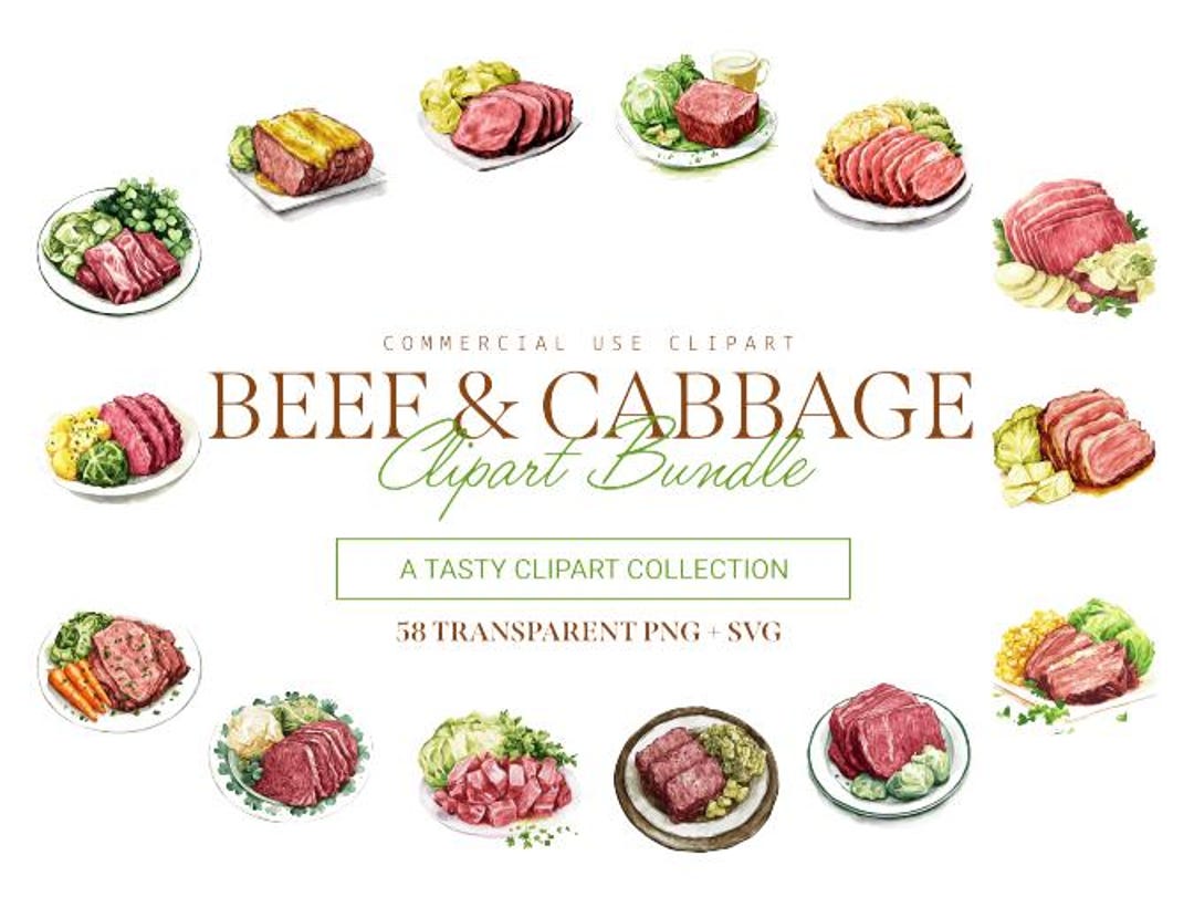 Beef and Cabbage Clipart Bundle: 58 Food Designs (SVG & PNG) - Etsy