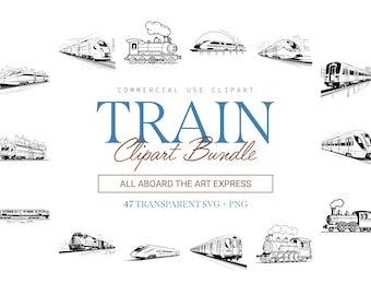 Train Clipart Bundle - 47 Designs | SVG & PNG | High Resolution | Diverse and Detailed | For Commercial Use