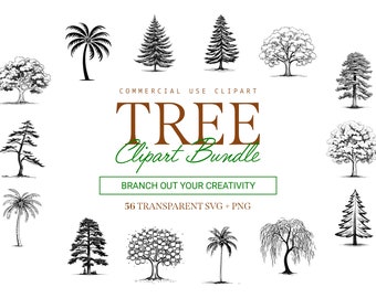 Baum Clipart Bundle - 56 Designs | SVG & PNG | Hohe Auflösung | Vielfältig und detailreich | Für kommerzielle Nutzung