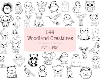 Woodland SVG Bundle - 144 Designs | SVG and PNG | High Resolution | Adorable & Endearing | Woodland Creatures Collection