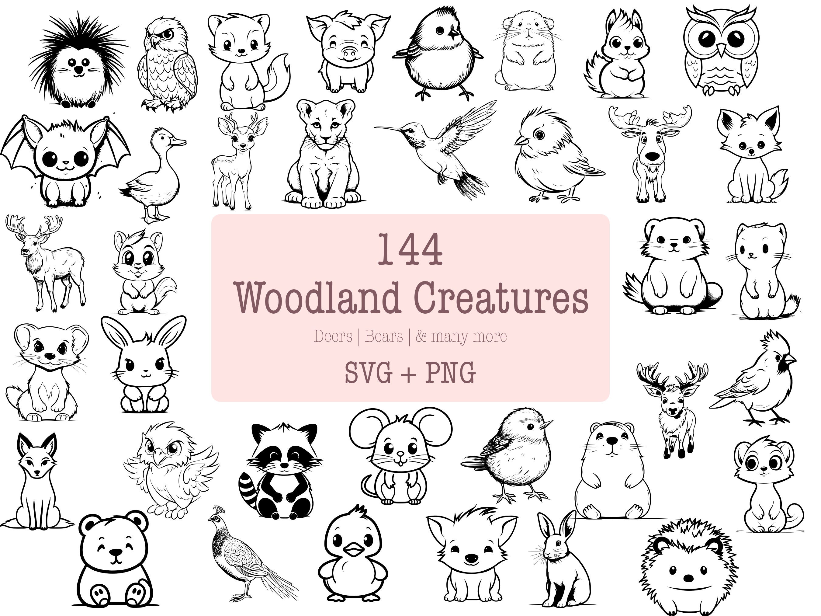 Woodland SVG Bundle 144 Designs SVG and PNG High Resolution Adorable