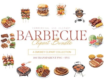 Paquete de imágenes prediseñadas de barbacoa: 101 diseños de parrillas (SVG y PNG)