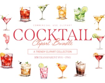 Cocktail Clipart Bundle - 378 Designs | SVG & PNG | High Resolution | Refreshing and Exquisite | For Commercial Use