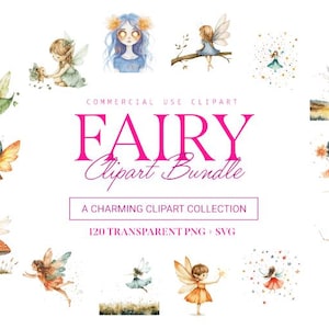 Pode incluir: Um pacote de clipart digital com 120 ilustrações de aquarela de fadas. As fadas são representadas em várias poses e com diferentes expressões. As ilustrações são de estilo caprichoso e são perfeitas para adicionar um toque de magia a qualquer projeto.