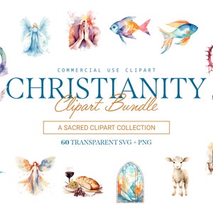 Paquete de imágenes prediseñadas de cristianismo: 60 diseños SVG y PNG de fe (uso comercial)