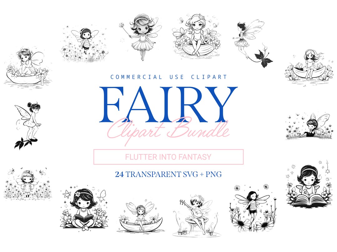 Fairy Clipart Bundle: Whimsical SVG & PNG Designs (commercial Use) - Etsy