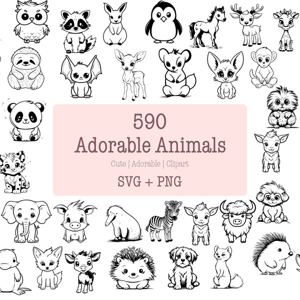 Adorable Animal Kingdom SVG Bundle - 590 Designs | SVG and PNG | High Resolution | Cute and Cuddly Characters | For Commercial Use