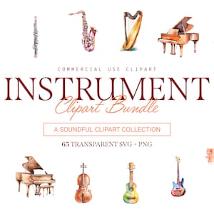 Instrument Clipart Bundle - 65 Designs | SVG & PNG | High Resolution | Melodic and Detailed | For Commercial Use