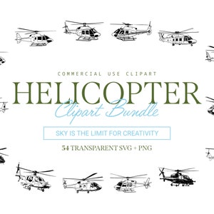 Helicopter Clipart Bundle - 54 Designs | SVG & PNG | High Resolution | Dynamic and Versatile | For Commercial Use