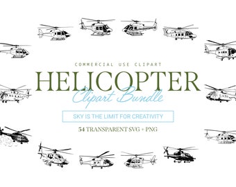 Helicopter Clipart Bundle - 54 Designs | SVG & PNG | High Resolution | Dynamic and Versatile | For Commercial Use