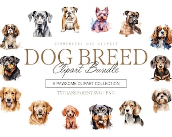 Dog Breed Clipart Bundle: 75 Realistic Designs (SVG & PNG)