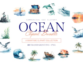 Ocean Clipart Bundle: 80 Marine Life SVG & PNG Designs