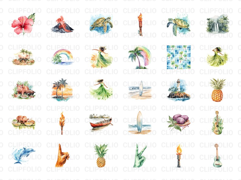 Hawaii Clipart Bundle: Tropical SVG & PNG Designs (80 Designs) - Etsy