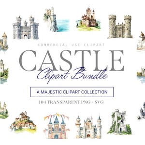 Castle Clipart Bundle, 104 Designs, SVG and PNG, Medieval and Fantasy Art, Commercial Use