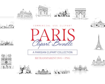 Paris Clipart Bundle: 53 Iconic Landmarks SVG & PNG (Commercial Use)
