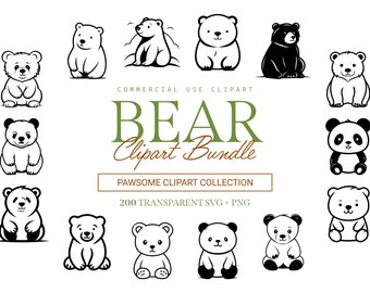 Bear Clipart Bundle - 33 Designs | SVG & PNG | High Resolution | Cute and Adorable | For Commercial Use