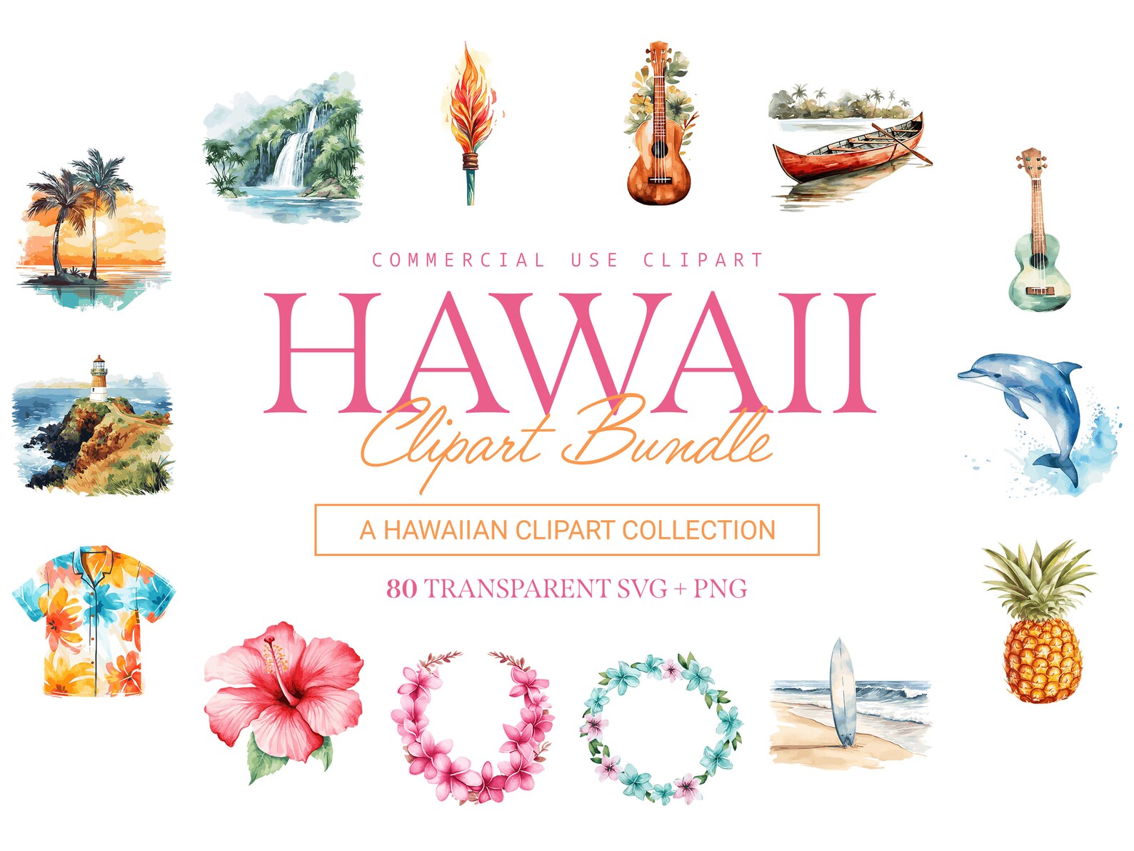 Hawaii Clipart Bundle: Tropical SVG & PNG Designs (80 Designs) - Etsy
