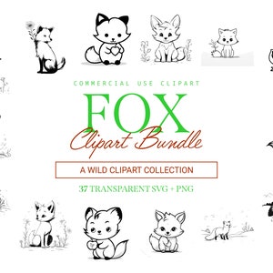 Fox clipart bundel - 37 ontwerpen | SVG- en PNG | Hoge resolutie | Grillig en vertederend | Leuk en schattig | Voor commercieel gebruik