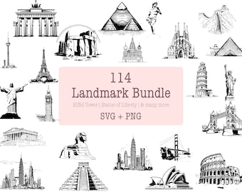 Landmark Illustration Bundle - 114 Designs | SVG and PNG | High Resolution | Famous Global Landmarks