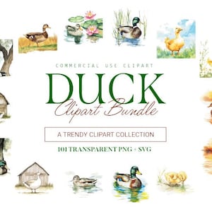 Duck Clipart Bundle, 101 Designs, SVG and PNG, Cute and Adorable Farm Animal Art, Commercial Use