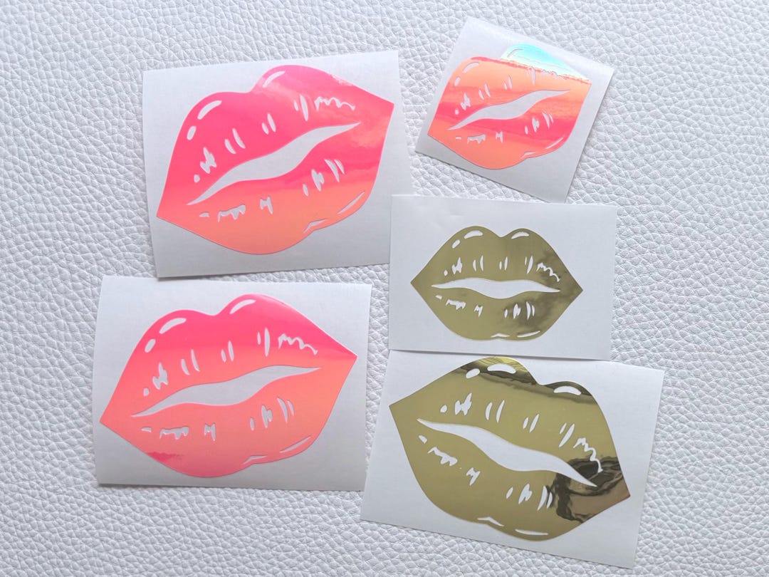 Real Lips Sticker Lips Stickers, Kiss Lips Decal, Holographic, Chrome, Colorful Kissy ...