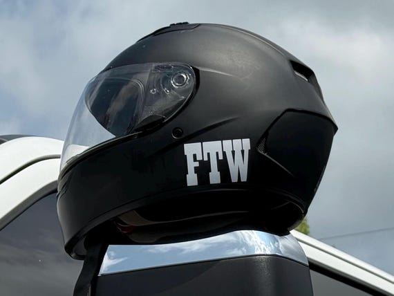 Motorcycle Helmet Decal, Chopper Tank Saddlebag Decal, FTW Biker Gift, Forever Two Wheels Vinyl Sticker for Window Car Truck Watee Bottle