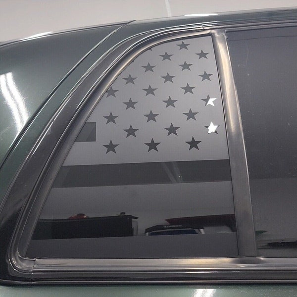 Matte Black Quarter Window American Flag Vinyl Decal for Crown Victoria MGM Pair