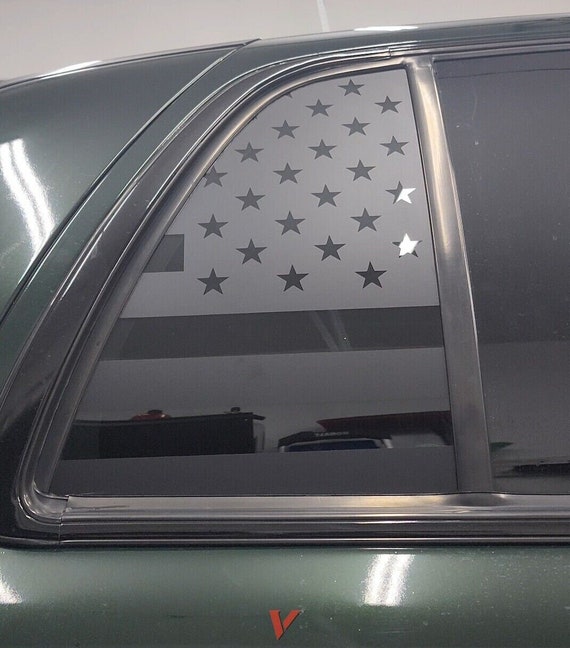 Black decal on car window discount